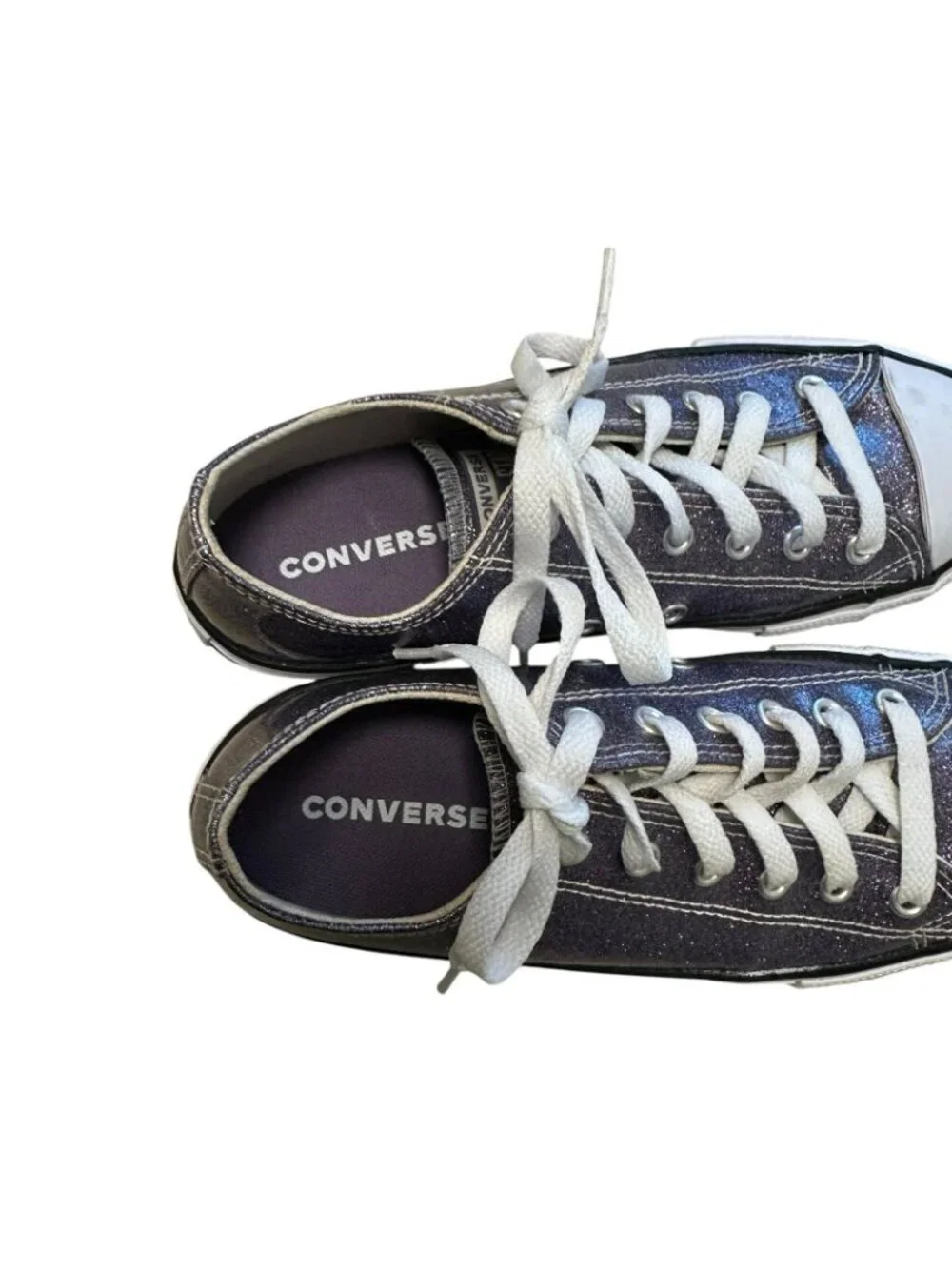 Converse All Star Metallic Purple Fashion Low Sneakers Shoes Junior Size 5